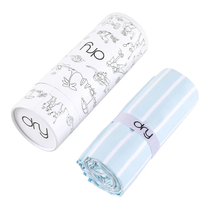 Microfiber Quick Dry Towel 2Pcs Set (Big+Small) - Stripe Design, Light Blue