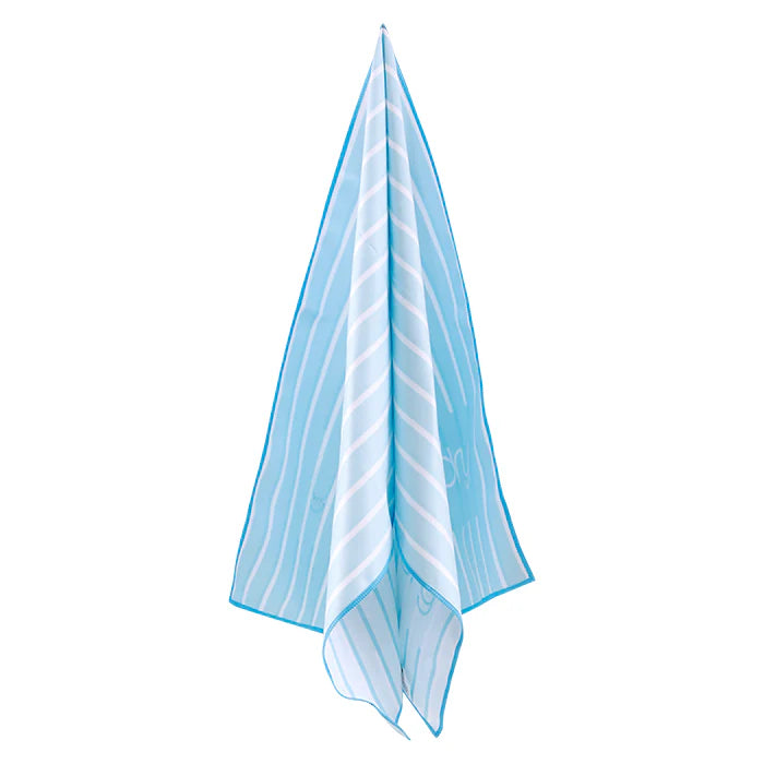 Microfiber Quick Dry Towel 2Pcs Set (Big+Small) - Stripe Design, Light Blue