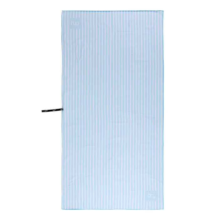 Microfiber Quick Dry Towel 2Pcs Set (Big+Small) - Stripe Design, Light Blue