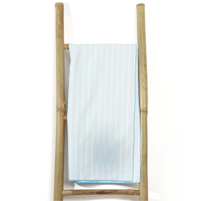 Microfiber Quick Dry Towel 2Pcs Set (Big+Small) - Stripe Design, Light Blue