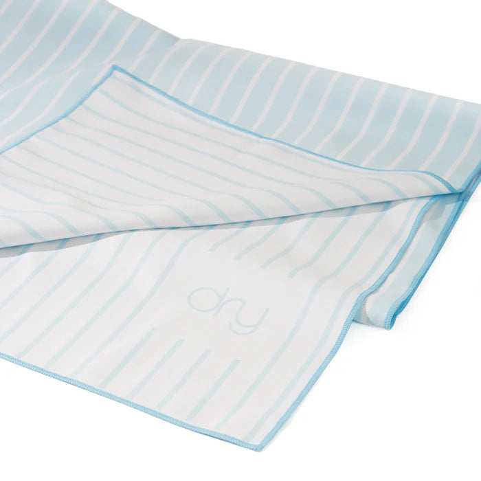Microfiber Quick Dry Towel 2Pcs Set (Big+Small) - Stripe Design, Light Blue