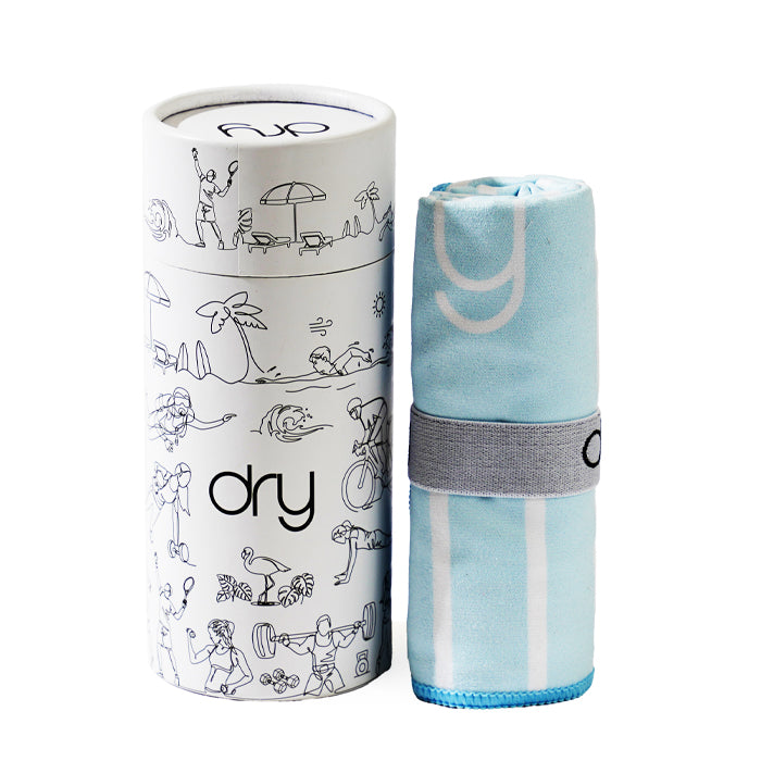 Microfiber Quick Dry Towel - Stripe Design, Light Blue, (Small)