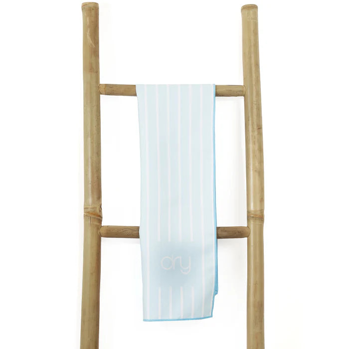 Microfiber Quick Dry Towel 2Pcs Set (Big+Small) - Stripe Design, Light Blue