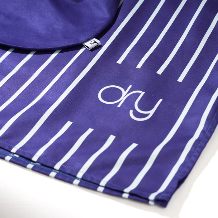 Microfiber Quick Dry Poncho 2Pcs Set (Adult+Kid) - Stripe Design, Dark Blue