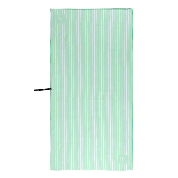 Microfiber Quick Dry Towel 2Pcs Set (Big+Small) - Stripe Design, Light Green