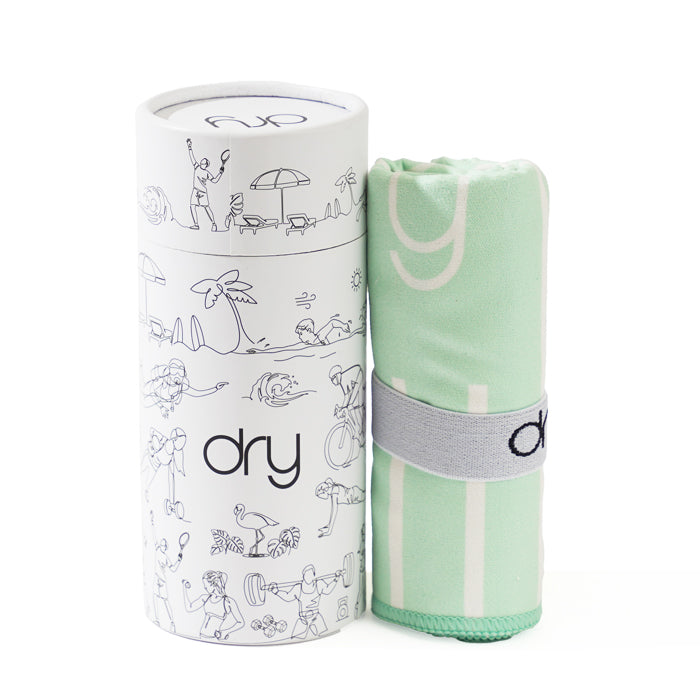 Microfiber Quick Dry Towel - Stripe Design, Light Green, (Small)