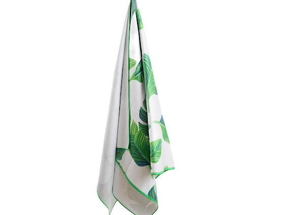 Microfiber Towel - Green Leaves, (Big)