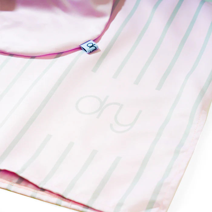 Microfiber Quick Dry Poncho 2Pcs Set (Adult+Kid) - Stripe Design, Light Pink