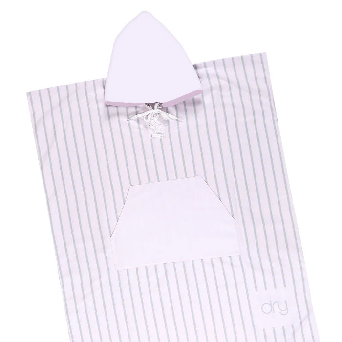 Microfiber Quick Dry Poncho 2Pcs Set (Adult+Kid) - Stripe Design, Light Pink