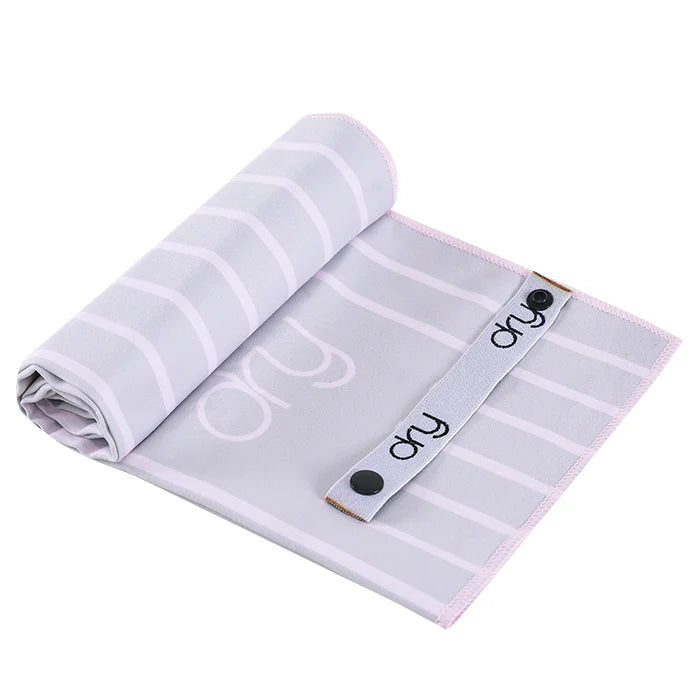 Microfiber Quick Dry Towel 2Pcs Set (Big+Small) - Stripe Design, Light Pink