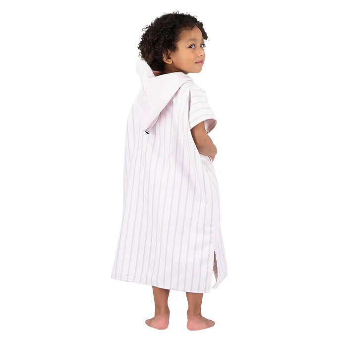 Microfiber Quick Dry Poncho 2Pcs Set (Adult+Kid) - Stripe Design, Light Pink