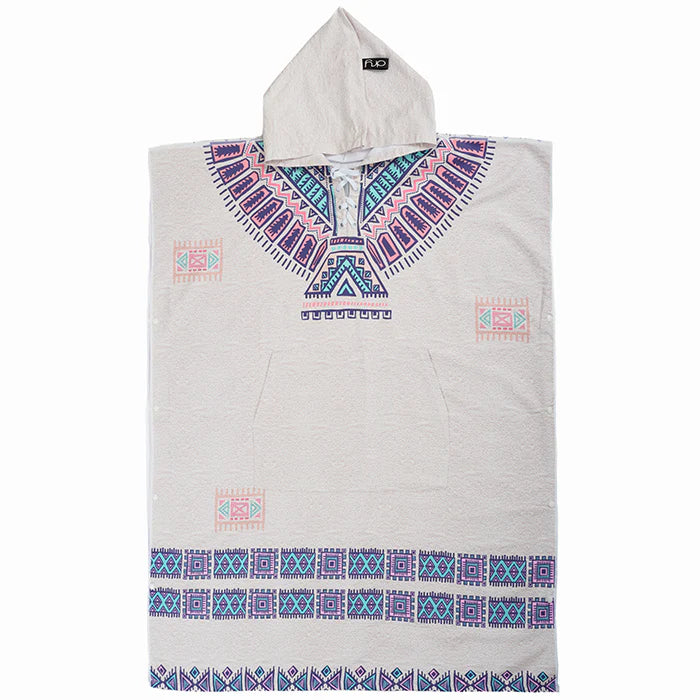 Beige Microfiber Adult Poncho 2Pcs Set (Adult + Kid) - Native American
