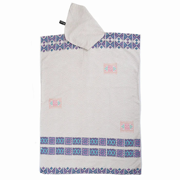 Beige Microfiber Adult Poncho 2Pcs Set (Adult + Kid) - Native American