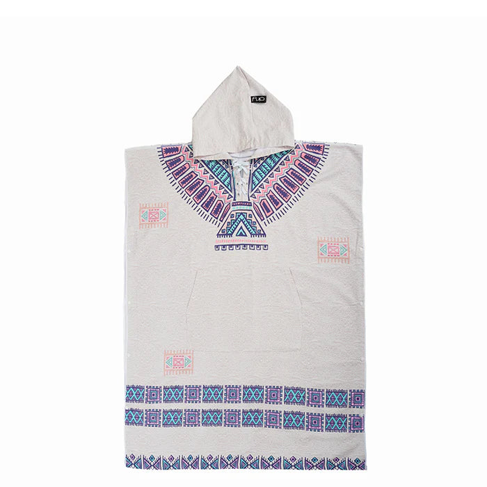 Beige Microfiber Adult Poncho 2Pcs Set (Adult + Kid) - Native American