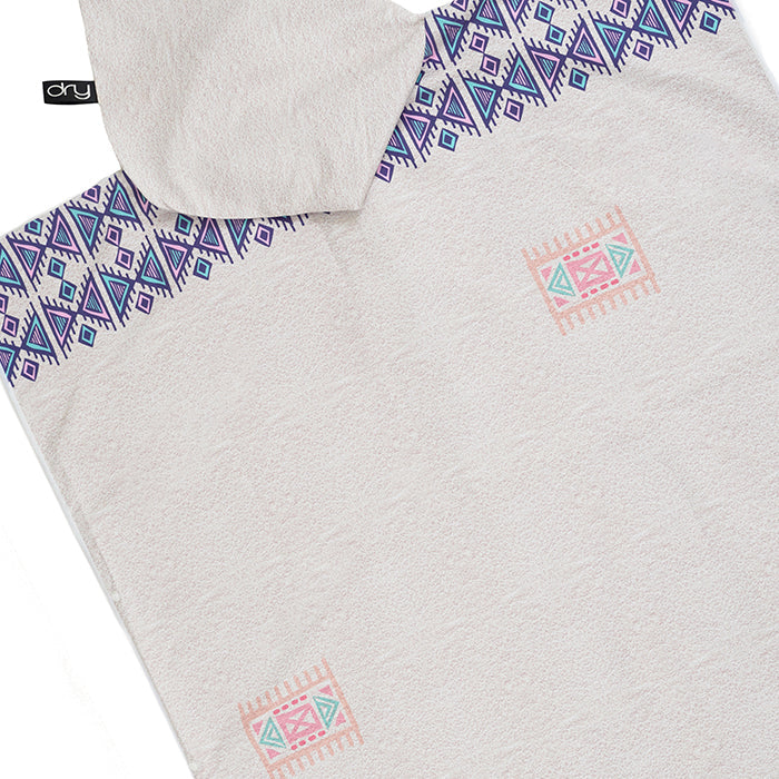 Beige Microfiber Adult Poncho 2Pcs Set (Adult + Kid) - Native American