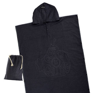 Black Microfiber Adult Poncho - Diver