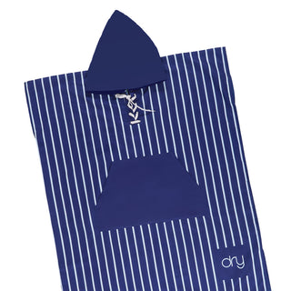 Microfiber Quick Dry Adult Poncho - Stripe Design, Dark Blue