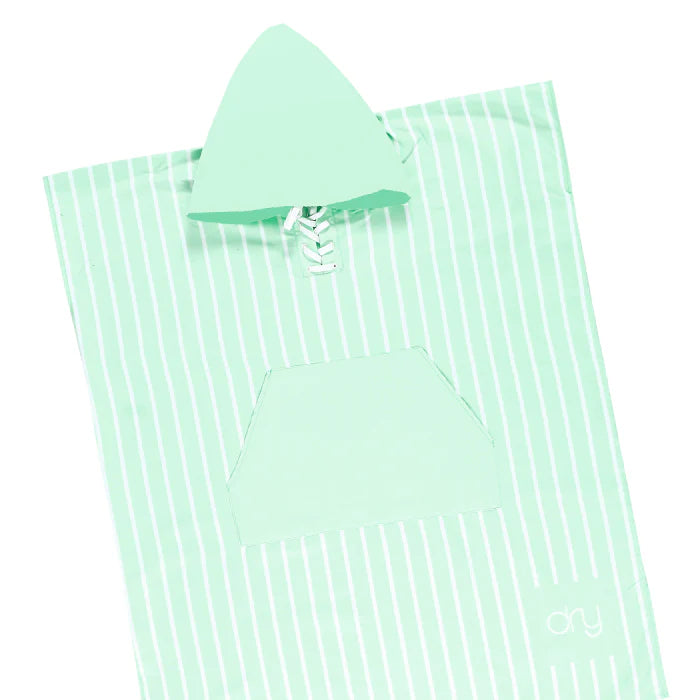 Microfiber Quick Dry Poncho 2Pcs Set (Adult+Kid) - Stripe Design, Light Green
