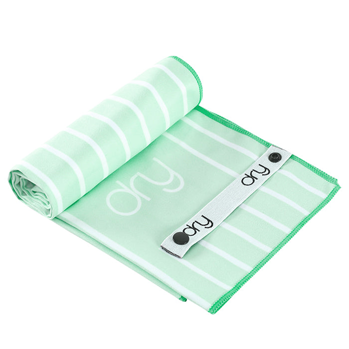 Microfiber Quick Dry Towel - Stripe Design, Light Green, (Small)