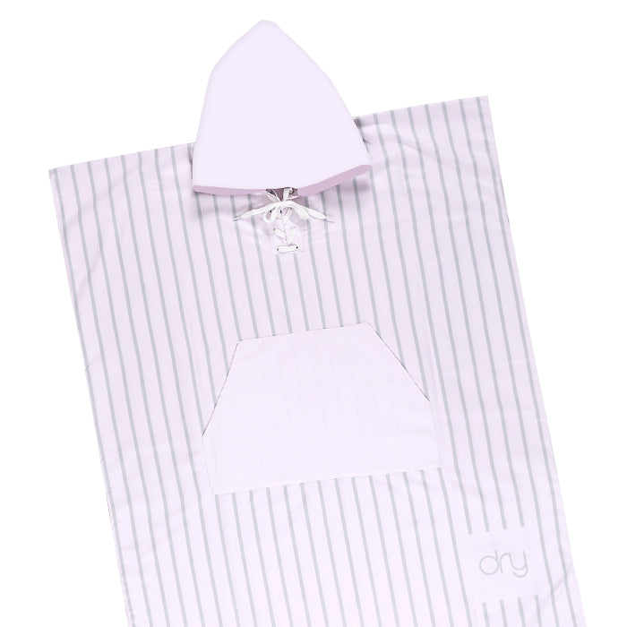 Microfiber Quick Dry Kids Poncho - Stripe Design, Light Pink