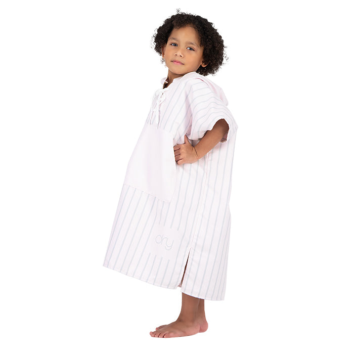 Microfiber Quick Dry Kids Poncho - Stripe Design, Light Pink