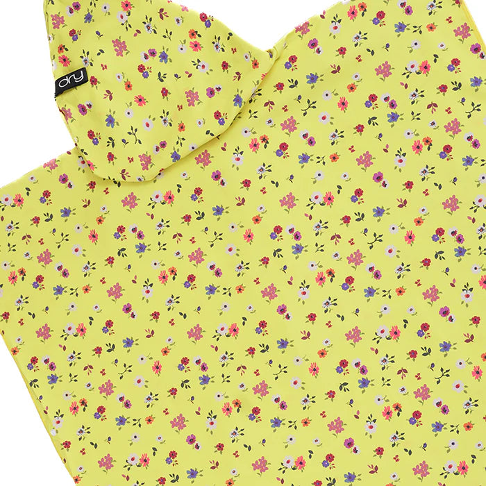 Microfiber Adult Poncho 2Pcs Set (Adult + Kid) - Flower Design, Yellow